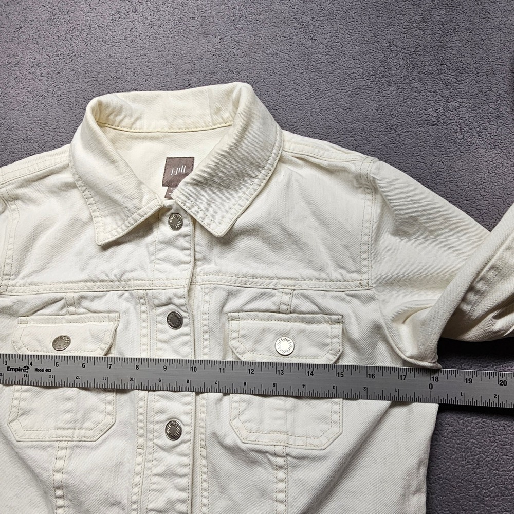 J. Jill Denim Jacket Womens XS Cream Stretch Cotton Button Front Trucker Coat - Picture 4 of 12